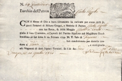 1761 11 Aprile da Venezia a Cauia, splendido logo del leone San Marco
